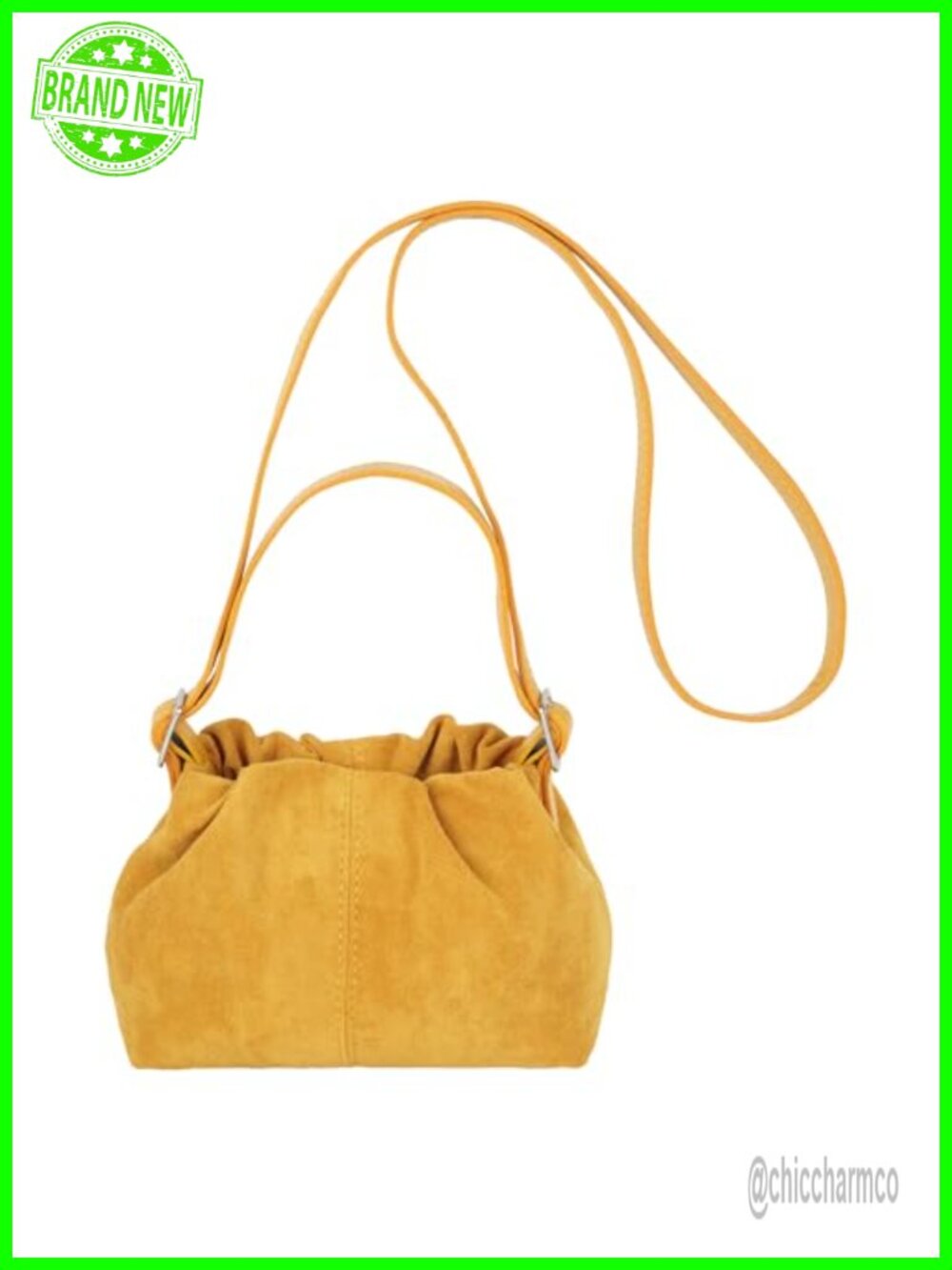 Faux Suede Cross Body Heart Shape Satchel Handbag Chain Purse